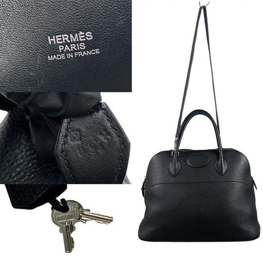 HERMES Shoulder Bag Taurillon Clemence black Bored 35