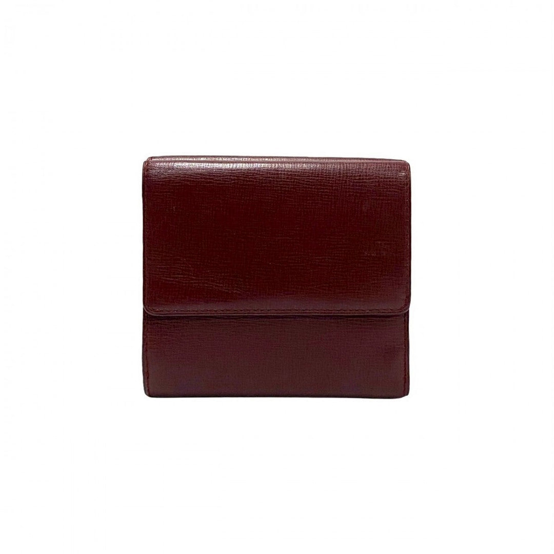 CARTIER Tri-fold wallet leather wine-red Must Line