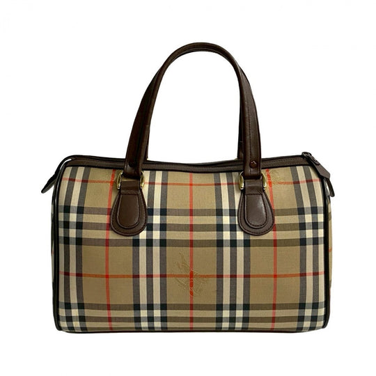 BURBERRY Mini Boston Duffel bag leather Brown shadow horse Nova Check
