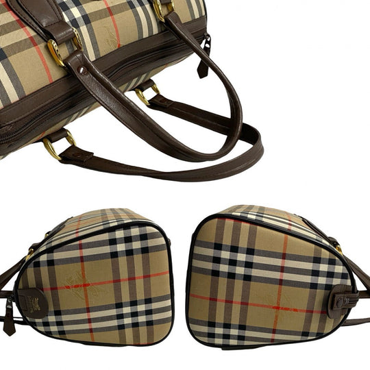 BURBERRY Mini Boston Duffel bag leather Brown shadow horse Nova Check