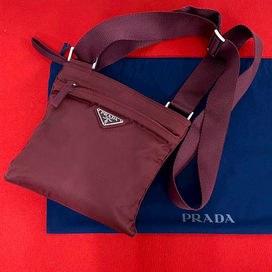 PRADA Shoulder Bag Nylon wine-red