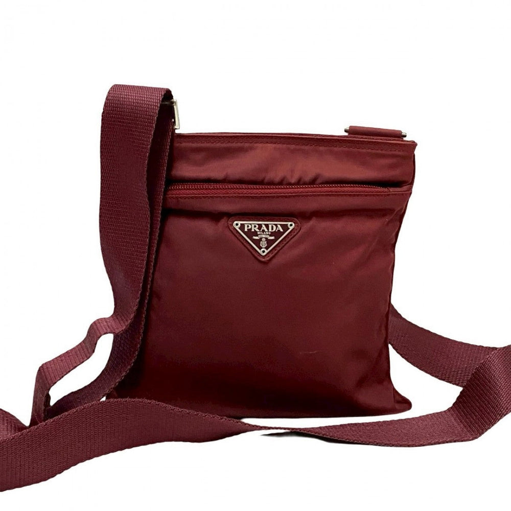 PRADA Shoulder Bag Nylon wine-red