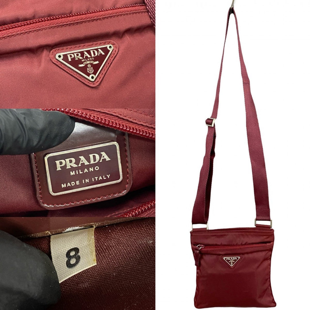 PRADA Shoulder Bag Nylon wine-red
