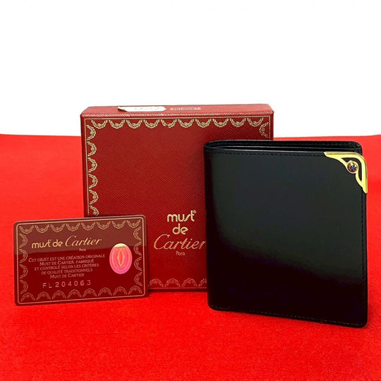 CARTIER Bifold Wallet leather Navy Sapphire line