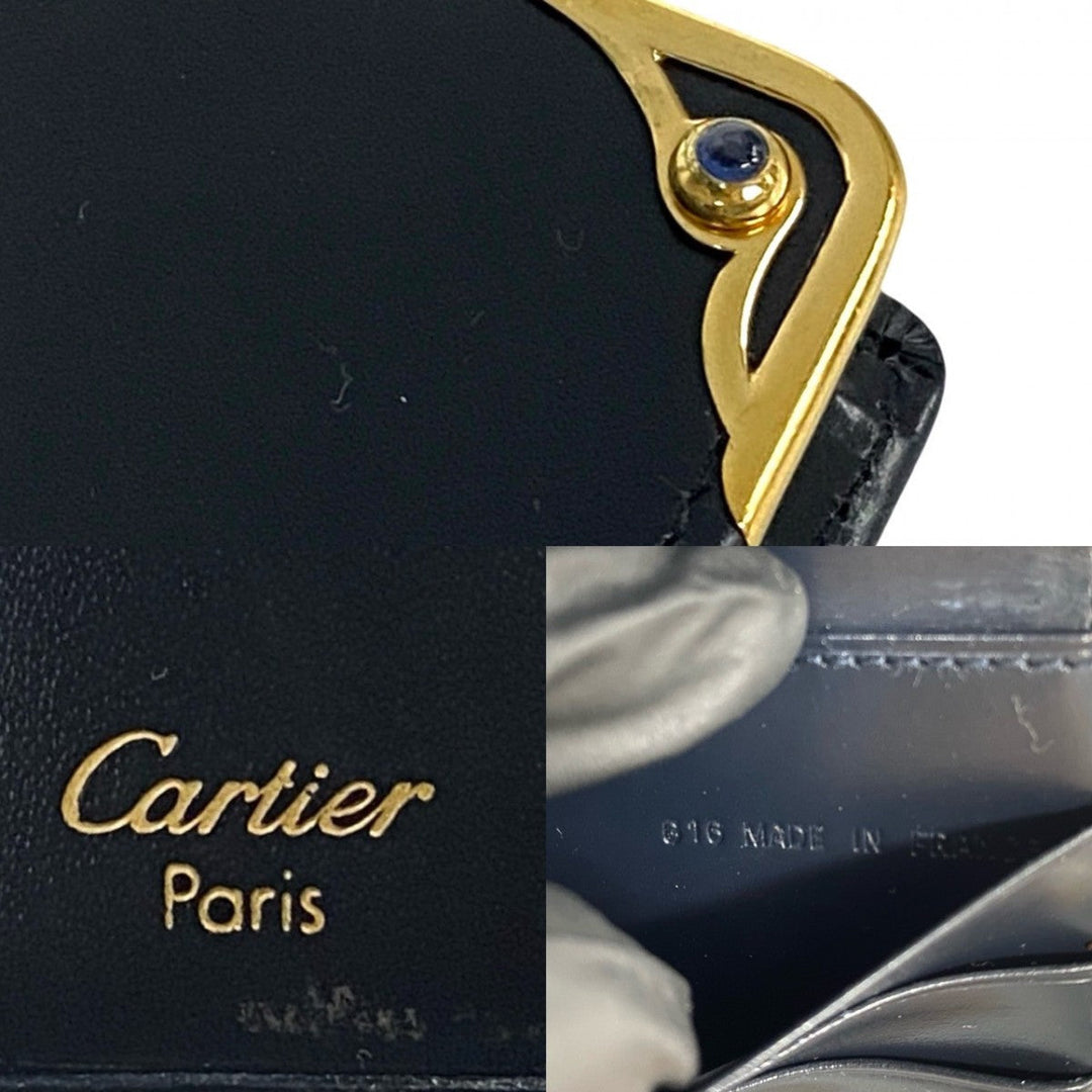 CARTIER Bifold Wallet leather Navy Sapphire line