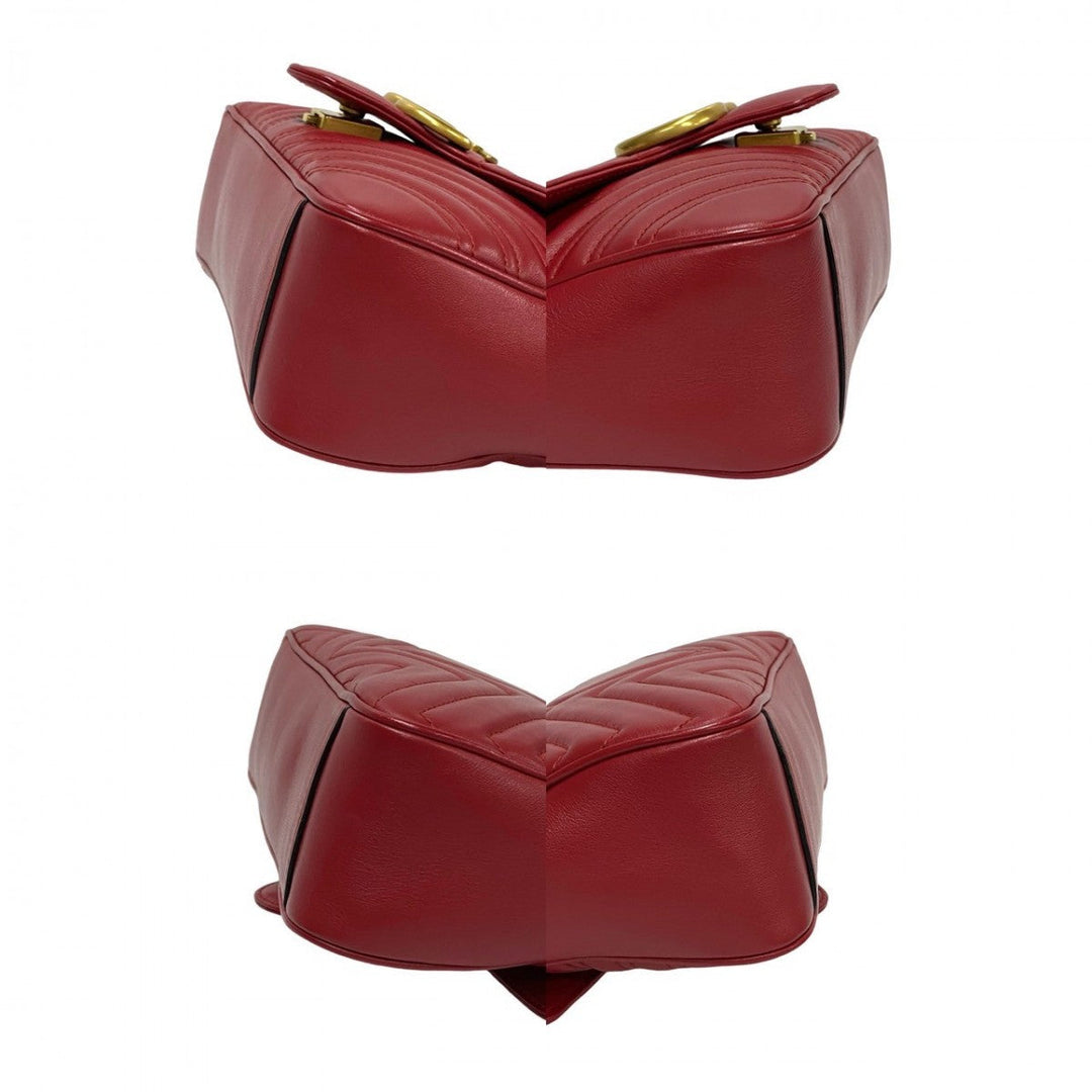 GUCCI Shoulder Bag leather Red GG Marmont