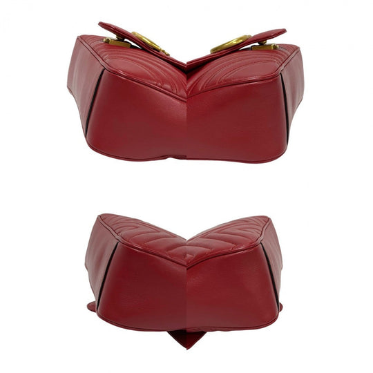 GUCCI Shoulder Bag leather Red GG Marmont