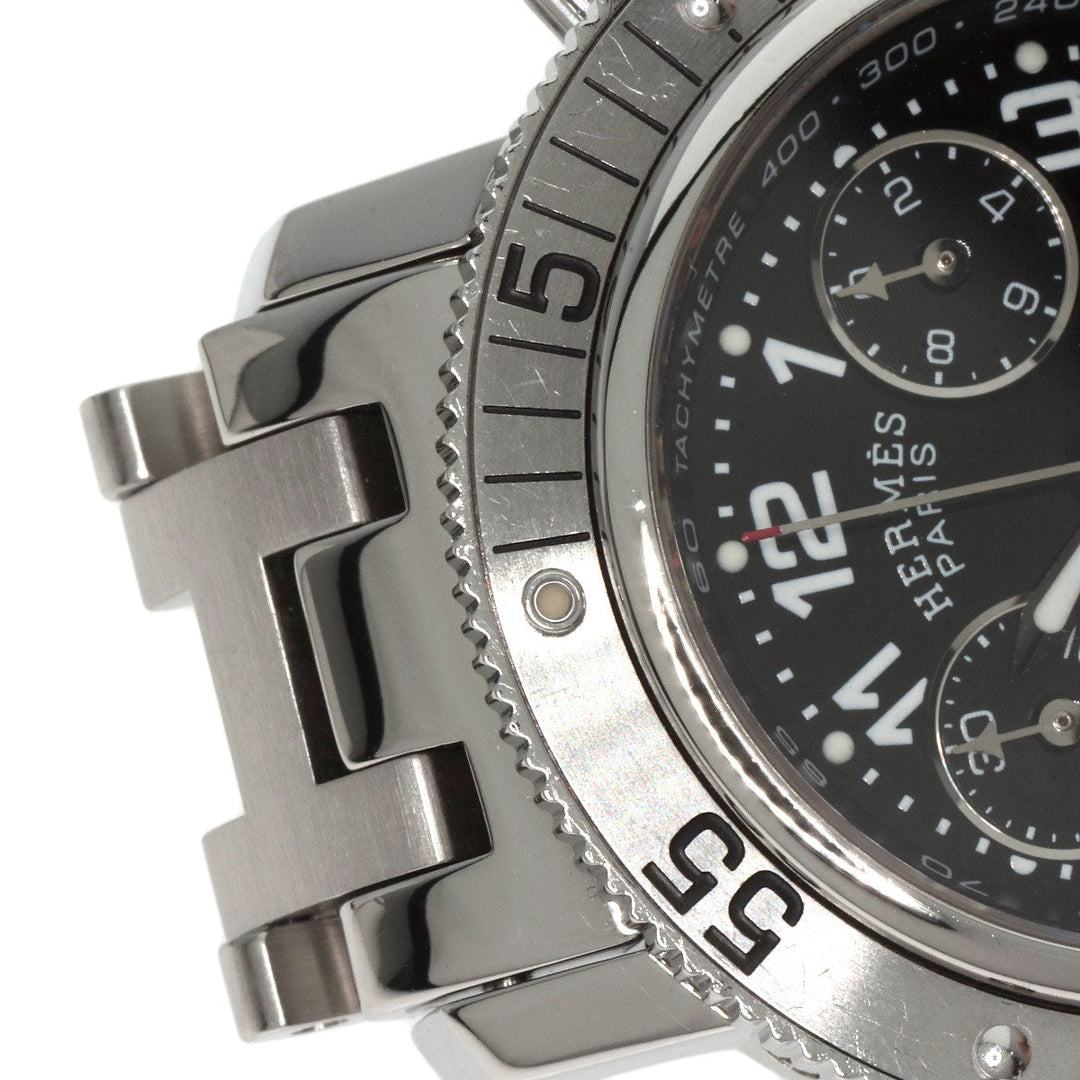 HERMES Watches Quartz CL2.310 Stainless Steel , Stainless Steel Silver Clipper Diver Chronograph black dial Women Used Authentic