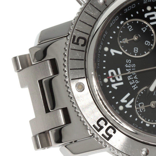 HERMES Watches Quartz CL2.310 Stainless Steel , Stainless Steel Silver Clipper Diver Chronograph black dial Women Used Authentic