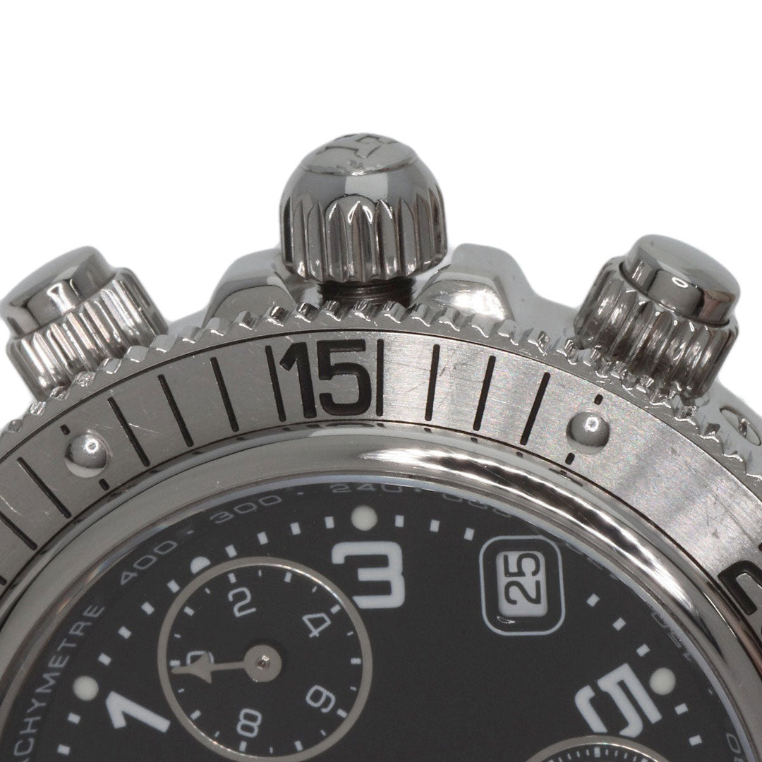 HERMES Watches Quartz CL2.310 Stainless Steel , Stainless Steel Silver Clipper Diver Chronograph black dial Women Used Authentic