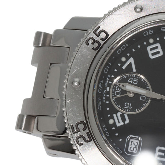 HERMES Watches Quartz CL2.310 Stainless Steel , Stainless Steel Silver Clipper Diver Chronograph black dial Women Used Authentic