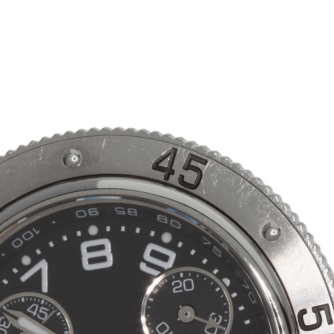 HERMES Watches Quartz CL2.310 Stainless Steel , Stainless Steel Silver Clipper Diver Chronograph black dial Women Used Authentic