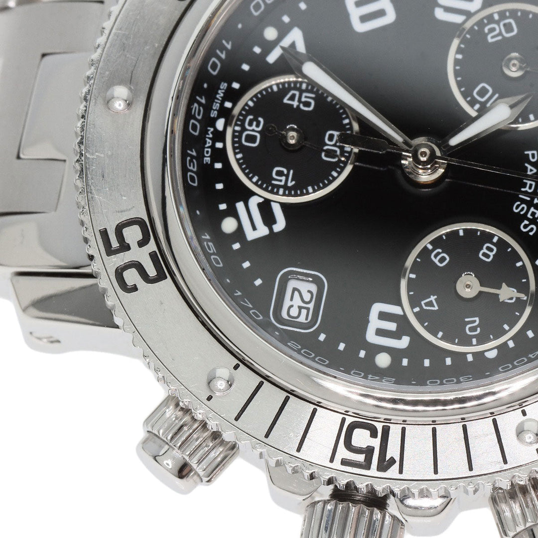 HERMES Watches Quartz CL2.310 Stainless Steel , Stainless Steel Silver Clipper Diver Chronograph black dial Women Used Authentic
