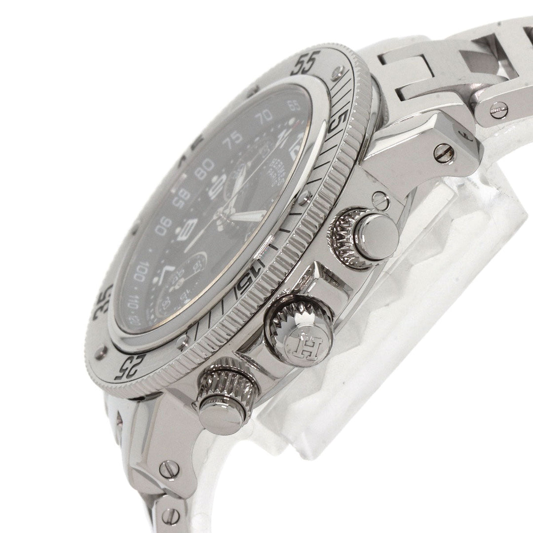 HERMES Watches Quartz CL2.310 Stainless Steel , Stainless Steel Silver Clipper Diver Chronograph black dial Women Used Authentic
