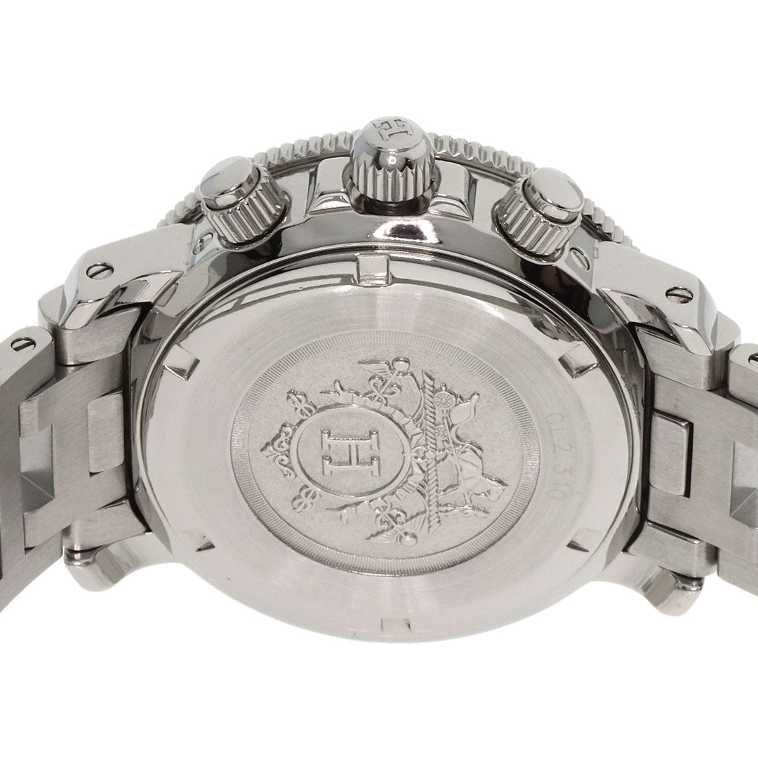 HERMES Watches Quartz CL2.310 Stainless Steel , Stainless Steel Silver Clipper Diver Chronograph black dial Women Used Authentic