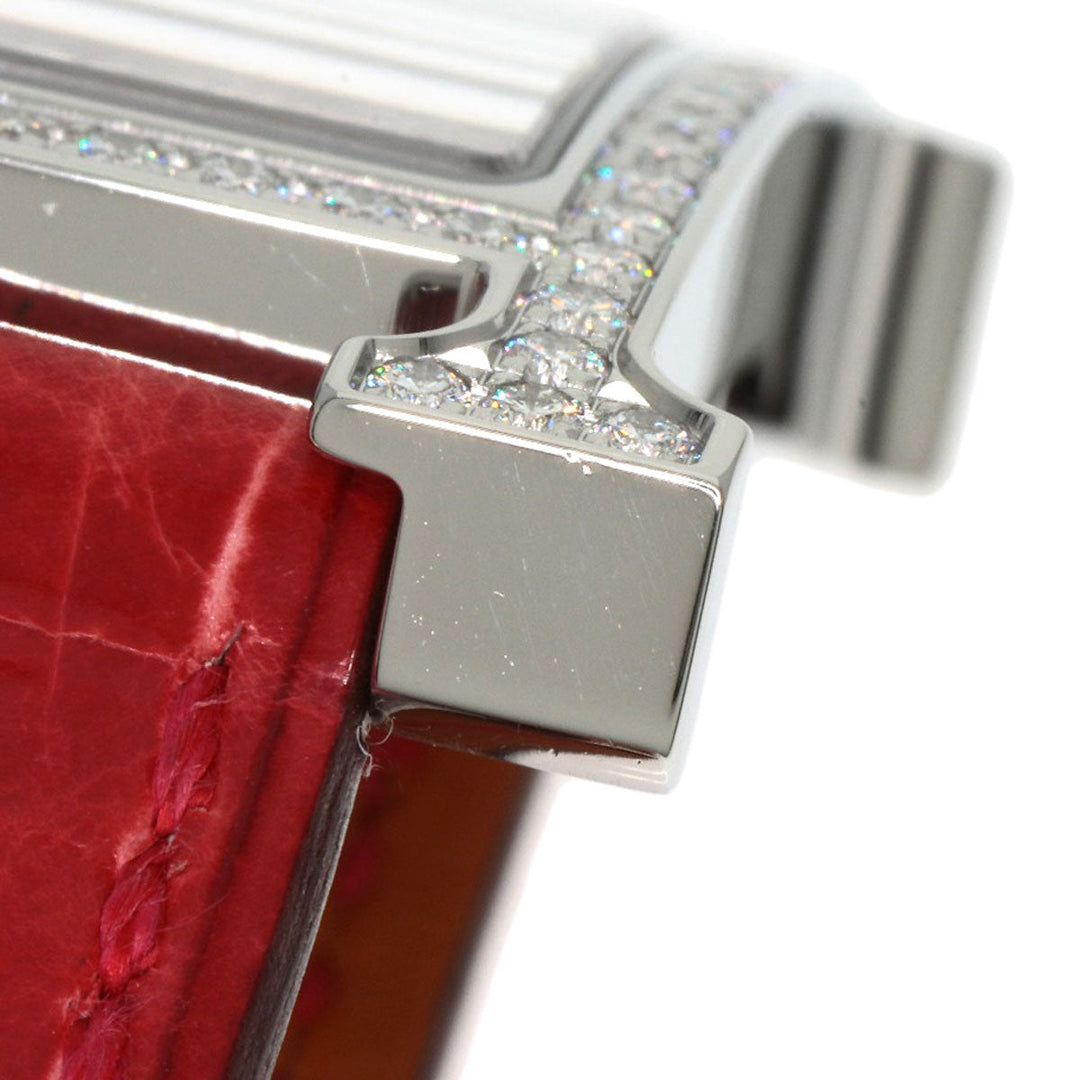 HERMES Watches Quartz HH1.230 Stainless Steel, Leather Silver H Watch Bezel Diamond White shell dial Women Used Authentic
