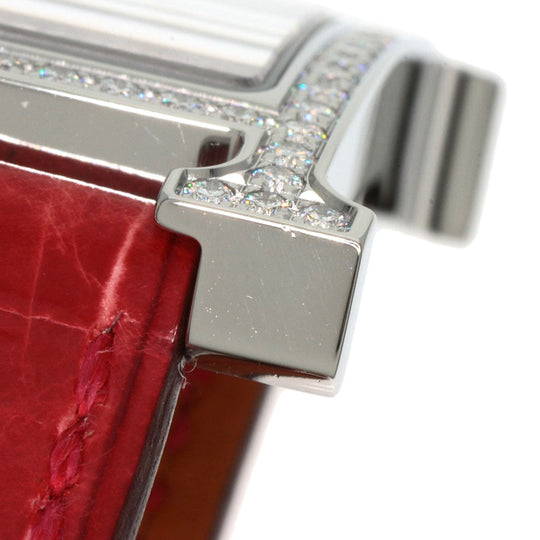 HERMES Watches Quartz HH1.230 Stainless Steel, Leather Silver H Watch Bezel Diamond White shell dial Women Used Authentic