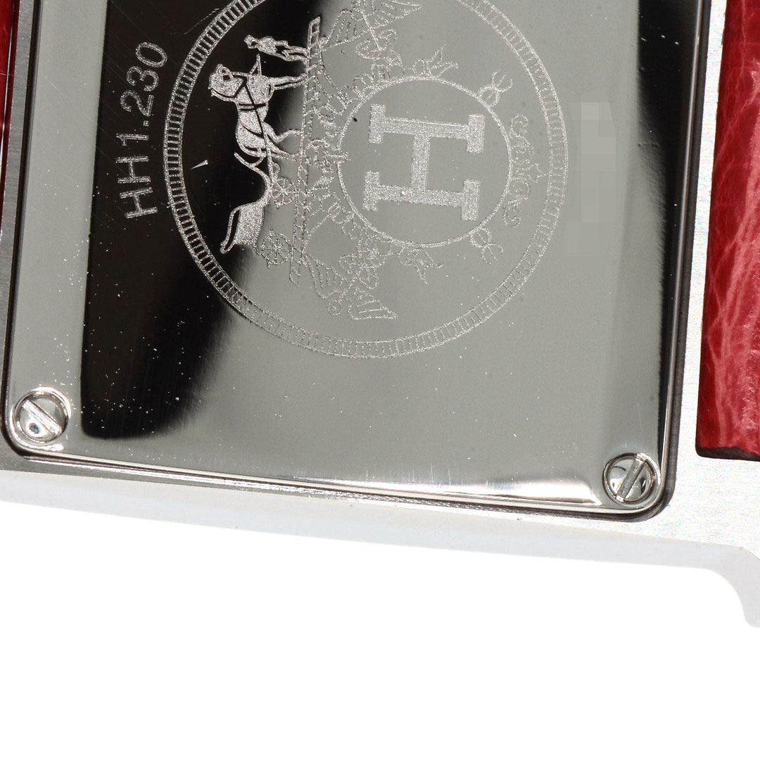 HERMES Watches Quartz HH1.230 Stainless Steel, Leather Silver H Watch Bezel Diamond White shell dial Women Used Authentic