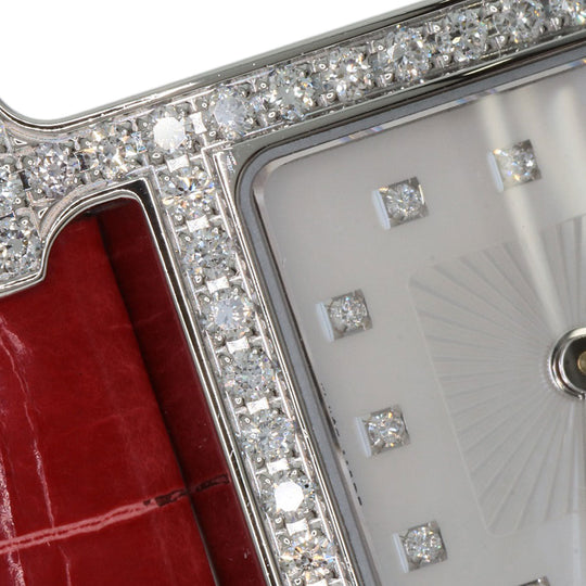 HERMES Watches Quartz HH1.230 Stainless Steel, Leather Silver H Watch Bezel Diamond White shell dial Women Used Authentic
