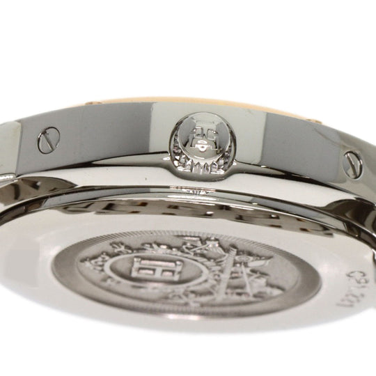 HERMES Watches Quartz CP1.221 Stainless Steel , SSxPGP gold Clipper Classic White shell dial Women Used Authentic