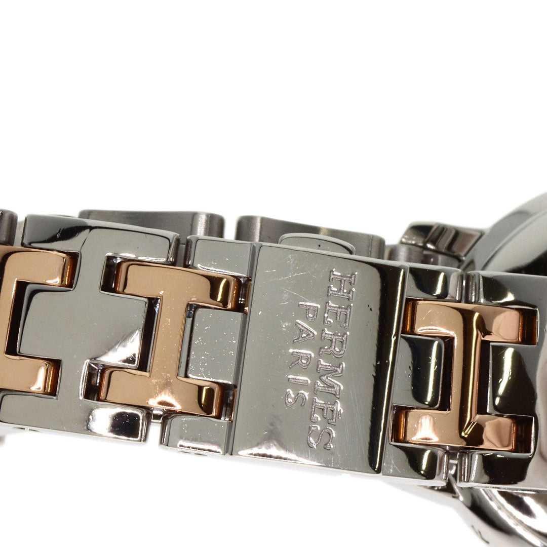 HERMES Watches Quartz CP1.221 Stainless Steel , SSxPGP gold Clipper Classic White shell dial Women Used Authentic