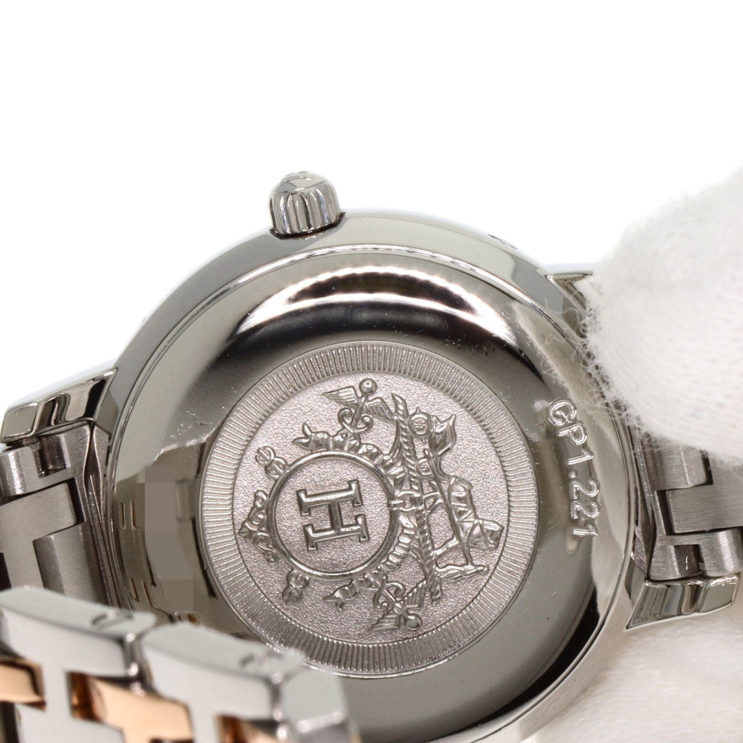 HERMES Watches Quartz CP1.221 Stainless Steel , SSxPGP gold Clipper Classic White shell dial Women Used Authentic