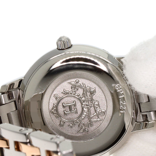 HERMES Watches Quartz CP1.221 Stainless Steel , SSxPGP gold Clipper Classic White shell dial Women Used Authentic