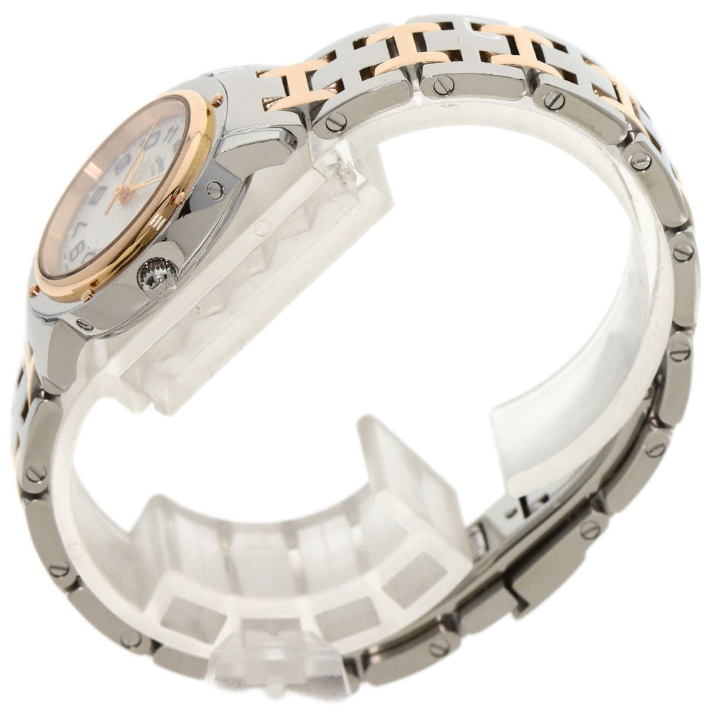 HERMES Watches Quartz CP1.221 Stainless Steel , SSxPGP gold Clipper Classic White shell dial Women Used Authentic