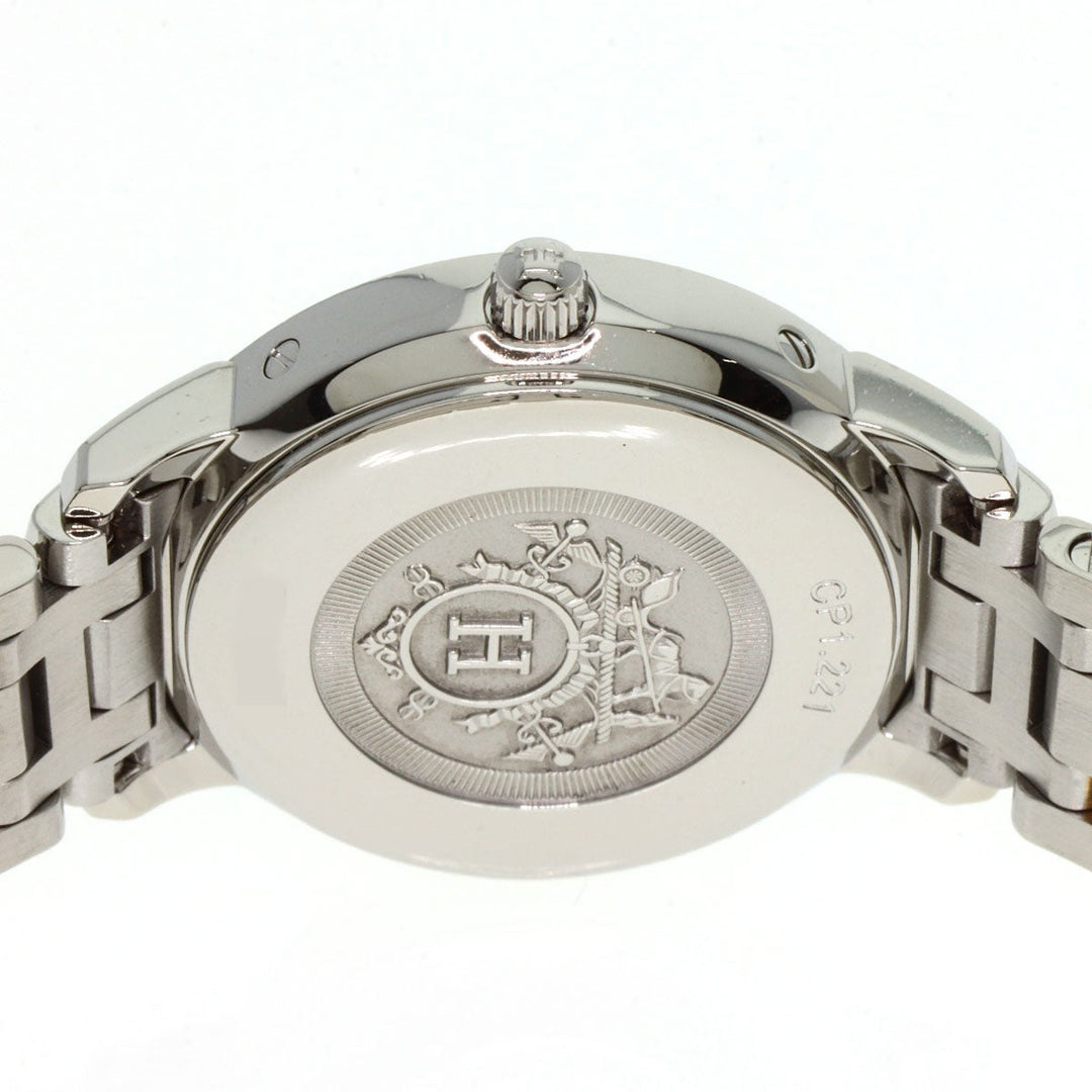 HERMES Watches Quartz CP1.221 Stainless Steel , SSxPGP gold Clipper Classic White shell dial Women Used Authentic