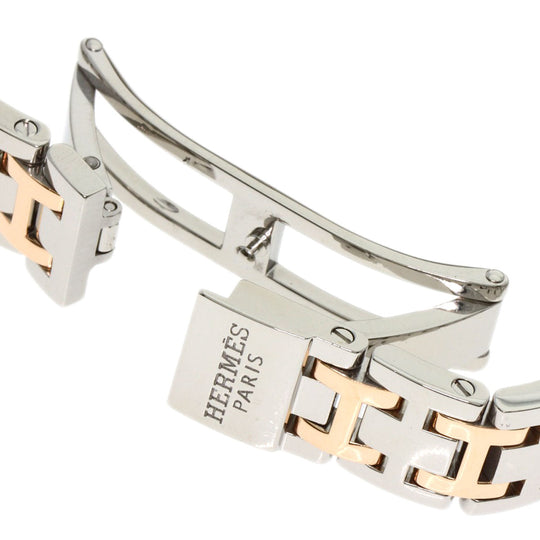 HERMES Watches Quartz CP1.221 Stainless Steel , SSxPGP gold Clipper Classic White shell dial Women Used Authentic