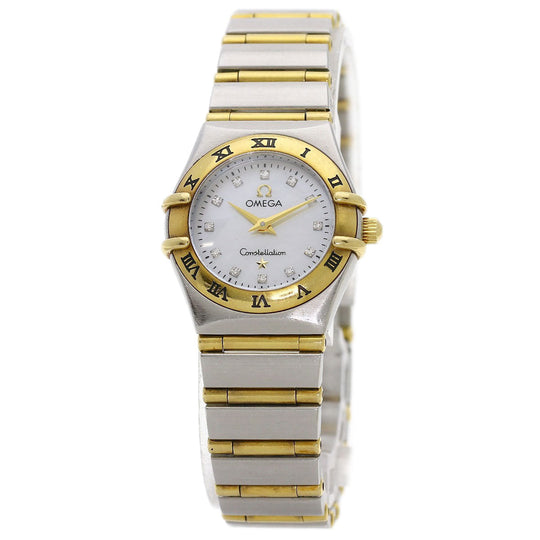 OMEGA Watches Quartz 1262.75 Stainless Steel , SSxK18YG Silver Constellation Mini 12P Diamond White shell dial Women Used Authentic