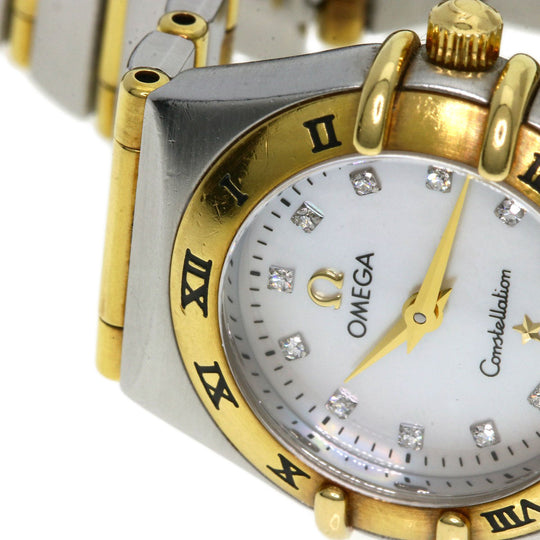 OMEGA Watches Quartz 1262.75 Stainless Steel , SSxK18YG Silver Constellation Mini 12P Diamond White shell dial Women Used Authentic
