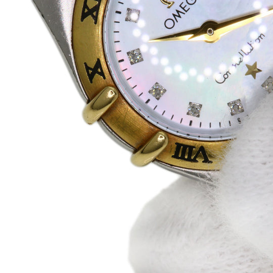 OMEGA Watches Quartz 1262.75 Stainless Steel , SSxK18YG Silver Constellation Mini 12P Diamond White shell dial Women Used Authentic