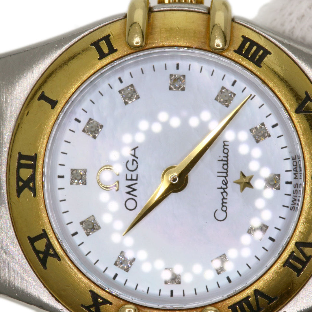 OMEGA Watches Quartz 1262.75 Stainless Steel , SSxK18YG Silver Constellation Mini 12P Diamond White shell dial Women Used Authentic