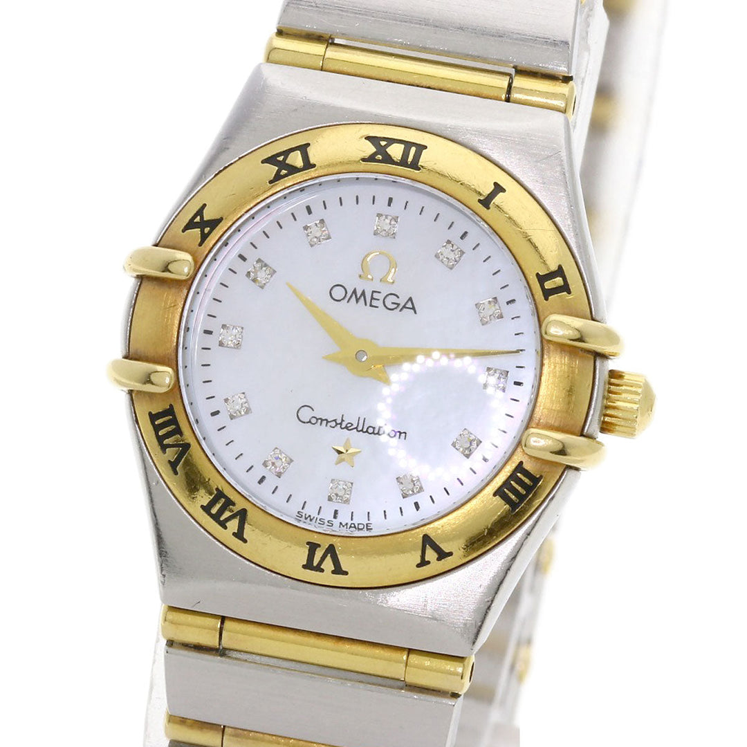 OMEGA Watches Quartz 1262.75 Stainless Steel , SSxK18YG Silver Constellation Mini 12P Diamond White shell dial Women Used Authentic
