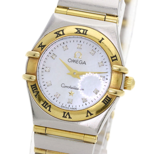 OMEGA Watches Quartz 1262.75 Stainless Steel , SSxK18YG Silver Constellation Mini 12P Diamond White shell dial Women Used Authentic