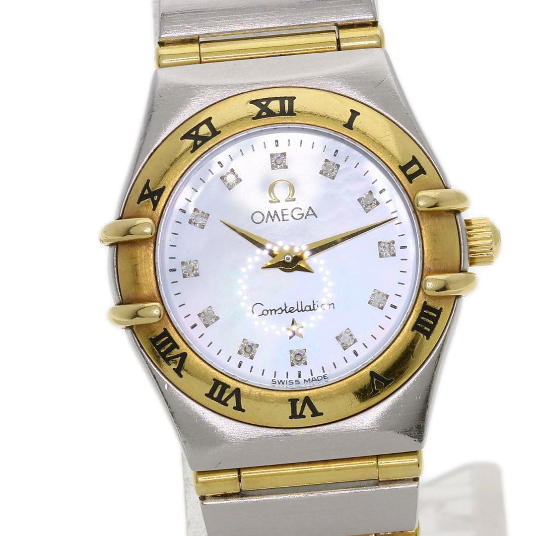 OMEGA Watches Quartz 1262.75 Stainless Steel , SSxK18YG Silver Constellation Mini 12P Diamond White shell dial Women Used Authentic