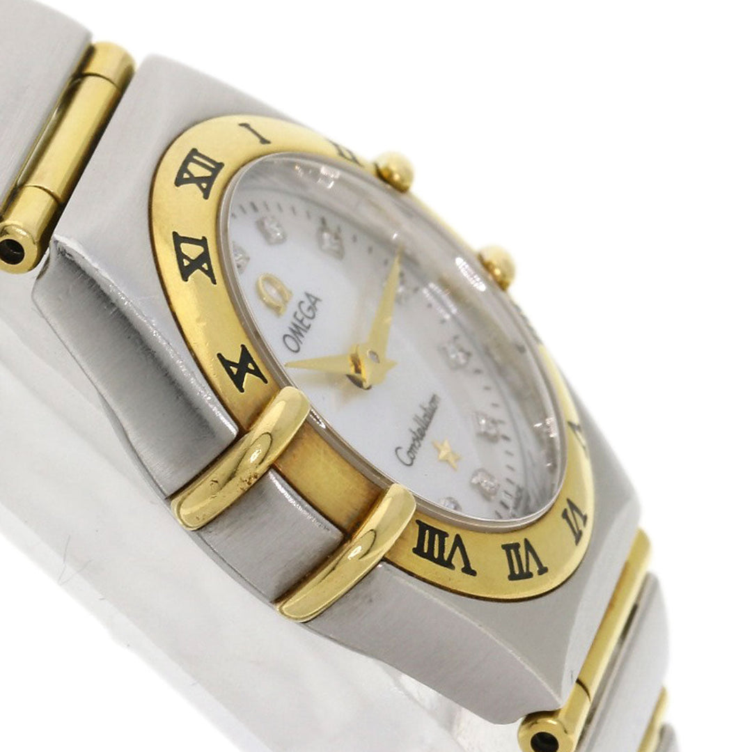 OMEGA Watches Quartz 1262.75 Stainless Steel , SSxK18YG Silver Constellation Mini 12P Diamond White shell dial Women Used Authentic