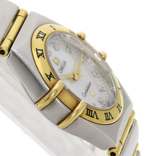 OMEGA Watches Quartz 1262.75 Stainless Steel , SSxK18YG Silver Constellation Mini 12P Diamond White shell dial Women Used Authentic