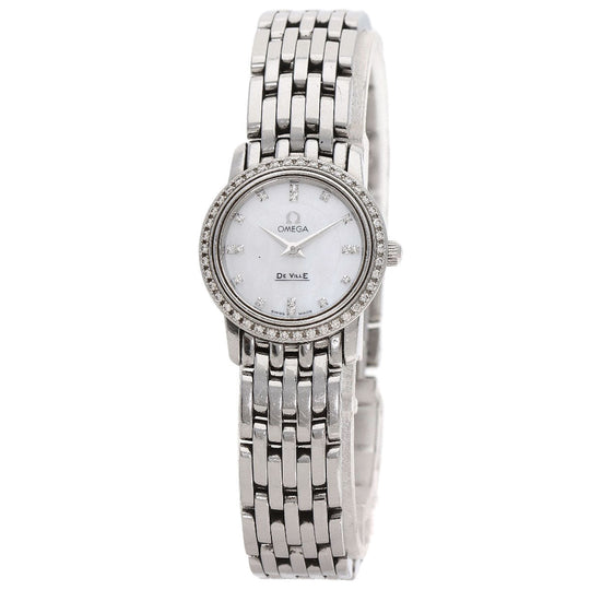 OMEGA Watches Quartz 4575.75 Stainless Steel, Stainless Steel, Diamond Silver De Ville Prestige Diamond White shell dial Women Used Authentic
