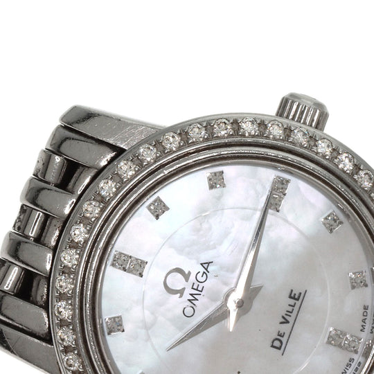OMEGA Watches Quartz 4575.75 Stainless Steel, Stainless Steel, Diamond Silver De Ville Prestige Diamond White shell dial Women Used Authentic