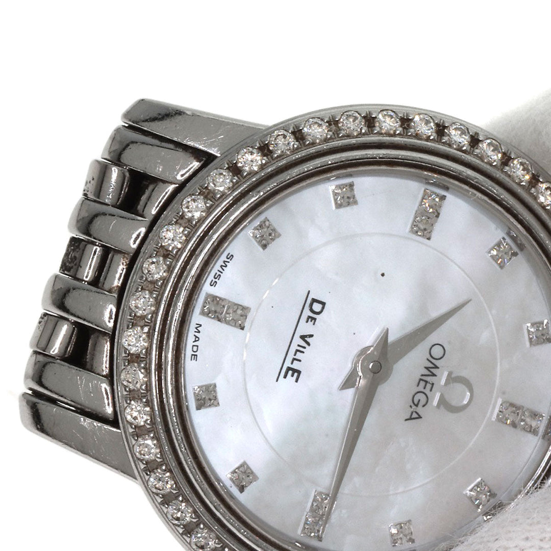 OMEGA Watches Quartz 4575.75 Stainless Steel, Stainless Steel, Diamond Silver De Ville Prestige Diamond White shell dial Women Used Authentic