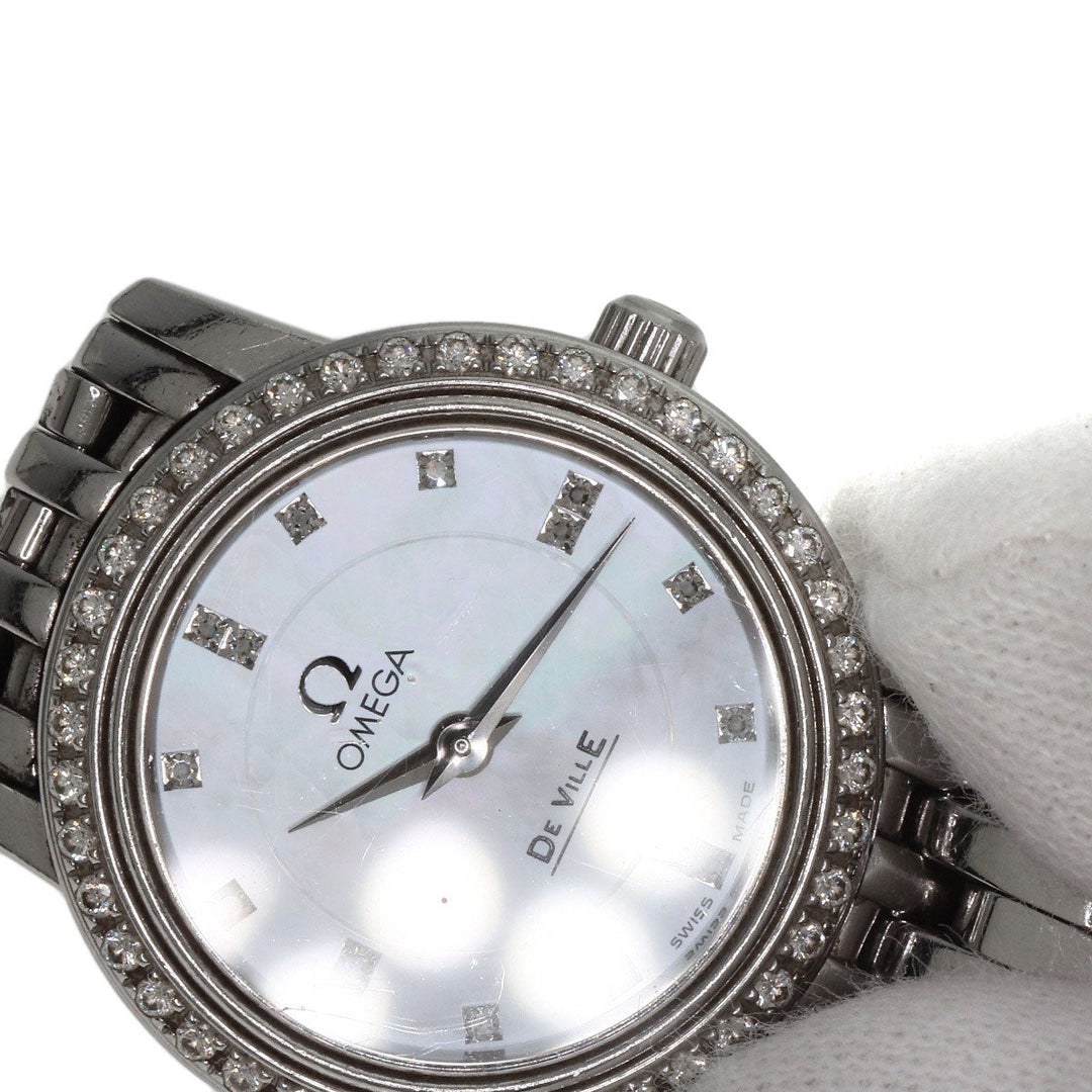 OMEGA Watches Quartz 4575.75 Stainless Steel, Stainless Steel, Diamond Silver De Ville Prestige Diamond White shell dial Women Used Authentic