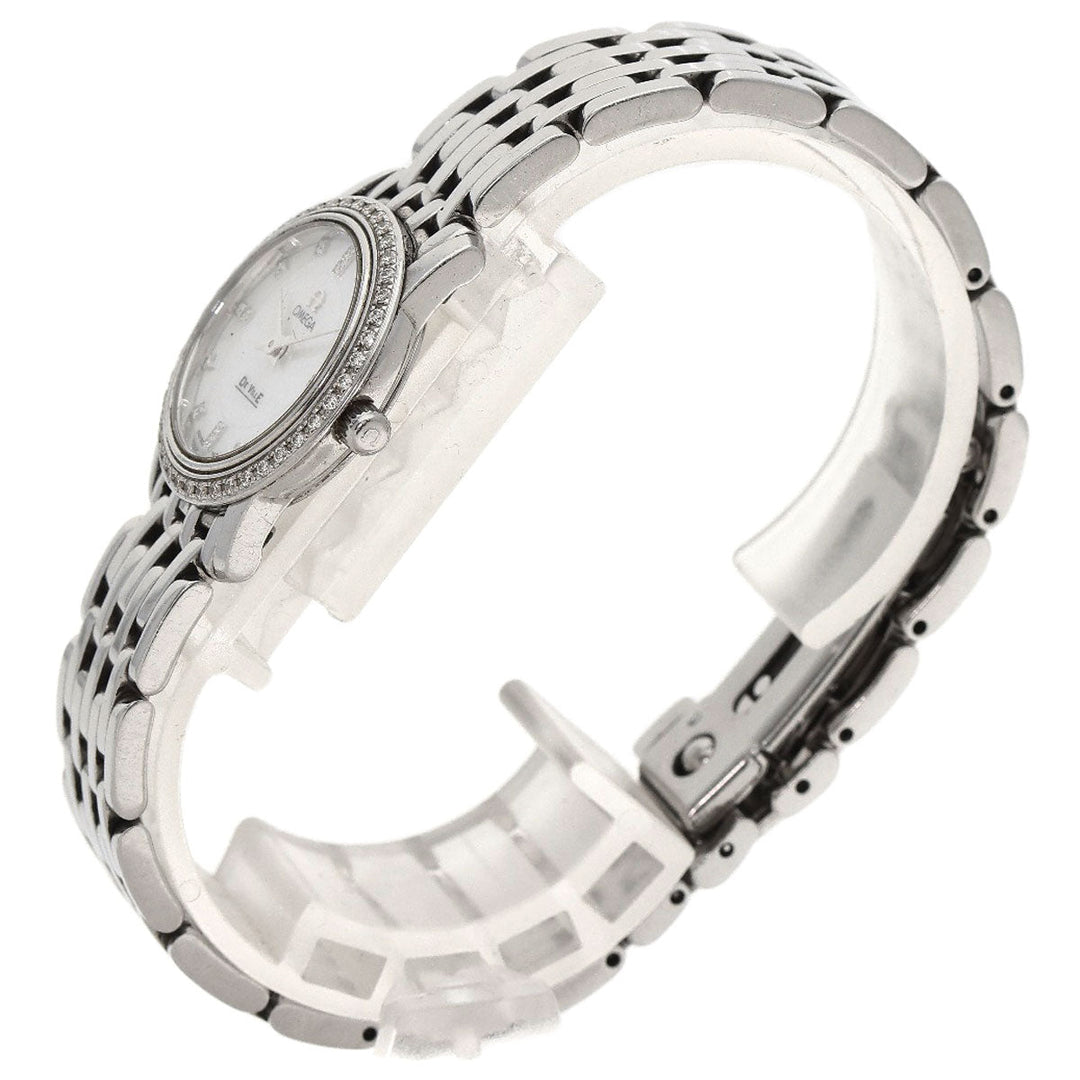 OMEGA Watches Quartz 4575.75 Stainless Steel, Stainless Steel, Diamond Silver De Ville Prestige Diamond White shell dial Women Used Authentic