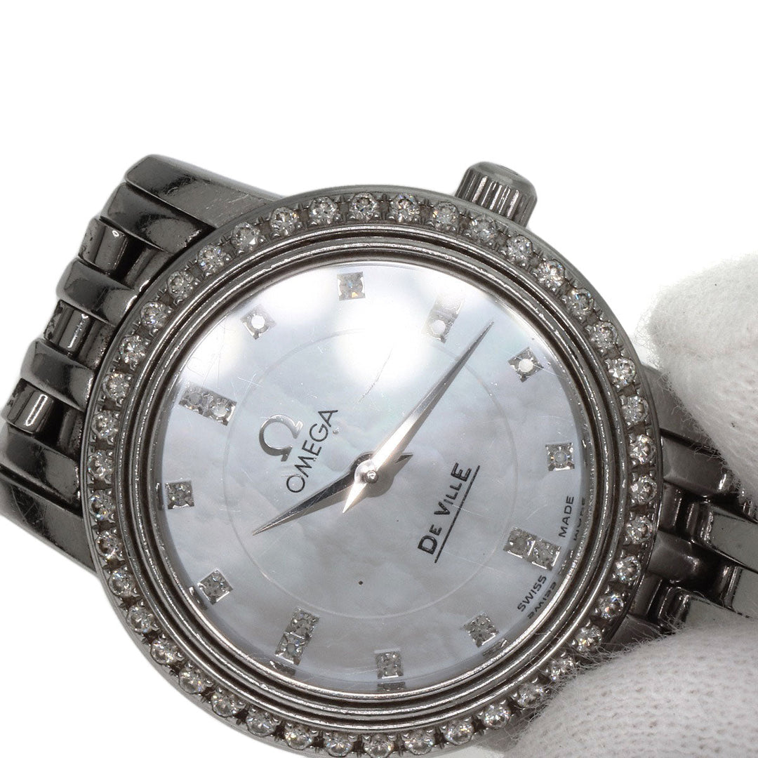 OMEGA Watches Quartz 4575.75 Stainless Steel, Stainless Steel, Diamond Silver De Ville Prestige Diamond White shell dial Women Used Authentic
