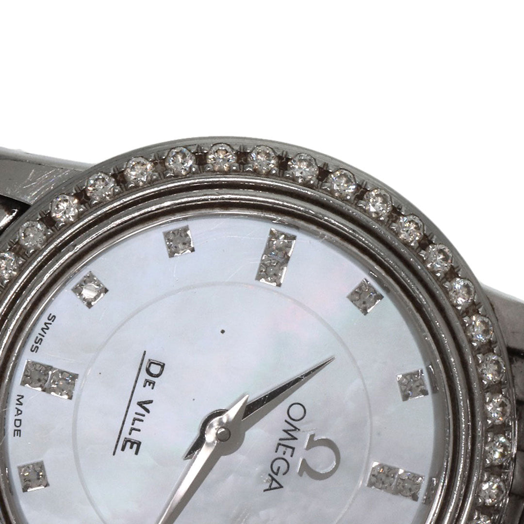 OMEGA Watches Quartz 4575.75 Stainless Steel, Stainless Steel, Diamond Silver De Ville Prestige Diamond White shell dial Women Used Authentic