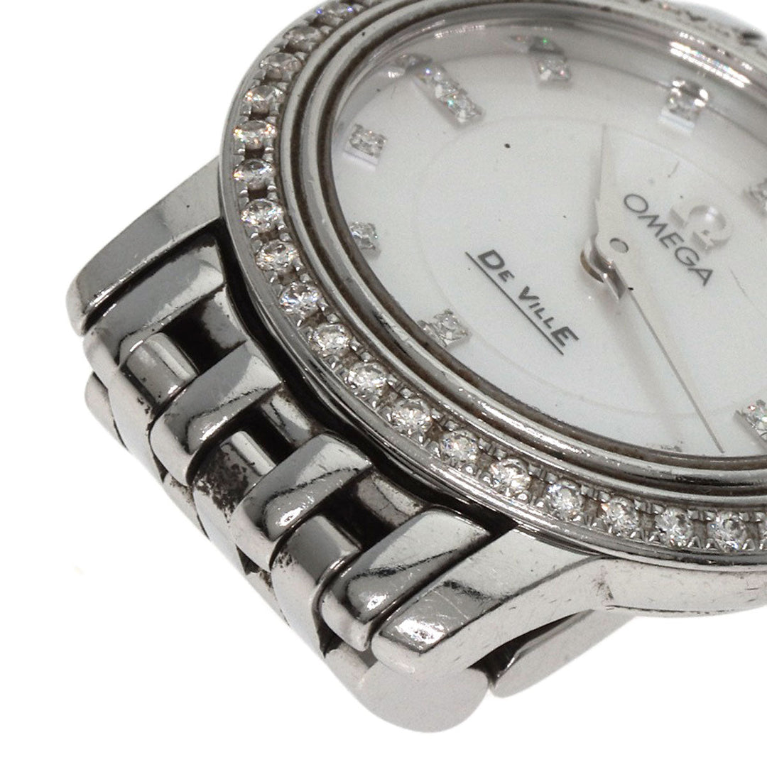 OMEGA Watches Quartz 4575.75 Stainless Steel, Stainless Steel, Diamond Silver De Ville Prestige Diamond White shell dial Women Used Authentic