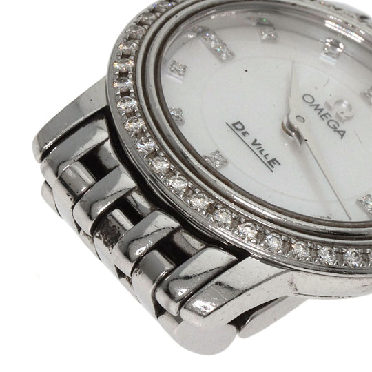 OMEGA Watches Quartz 4575.75 Stainless Steel, Stainless Steel, Diamond Silver De Ville Prestige Diamond White shell dial Women Used Authentic