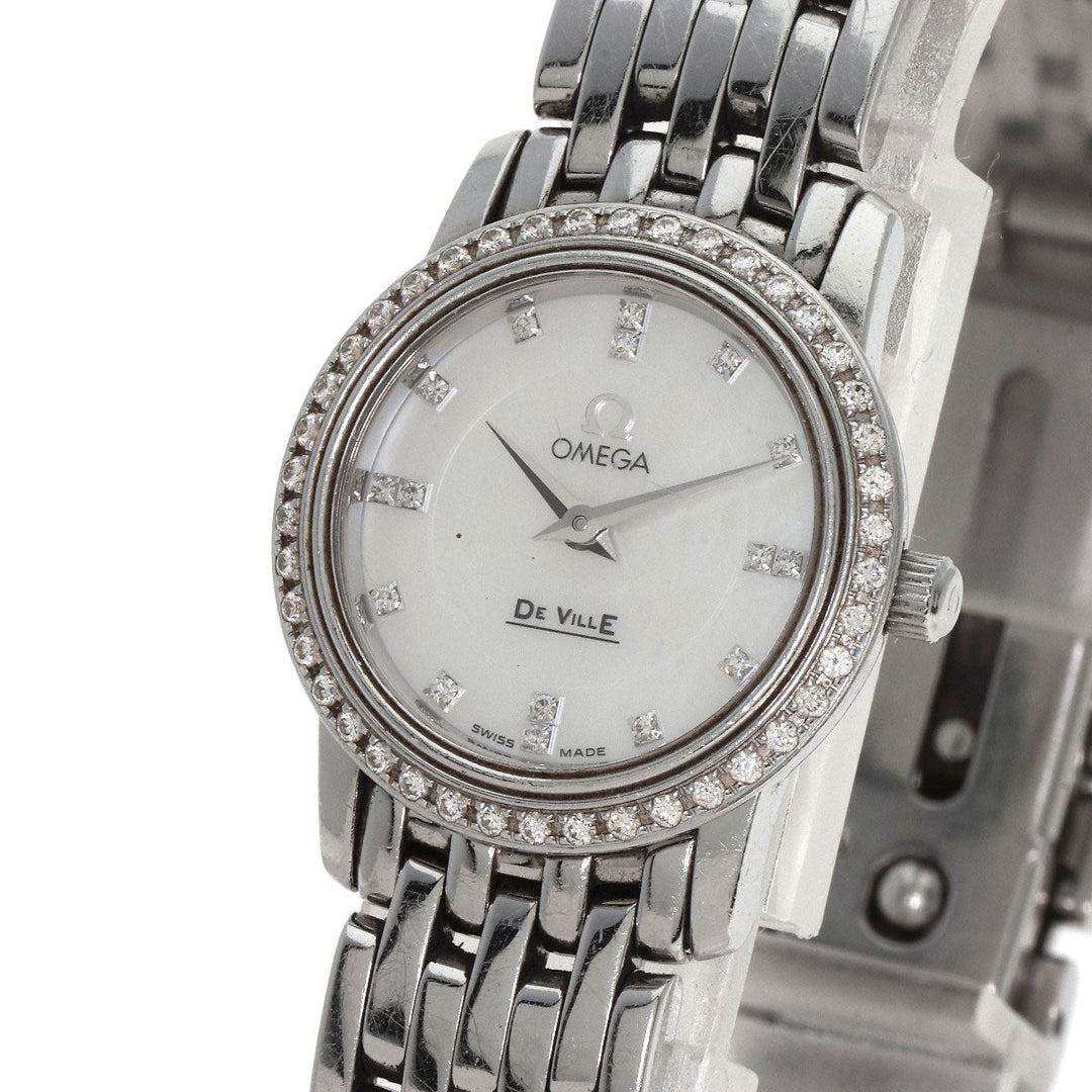 OMEGA Watches Quartz 4575.75 Stainless Steel, Stainless Steel, Diamond Silver De Ville Prestige Diamond White shell dial Women Used Authentic