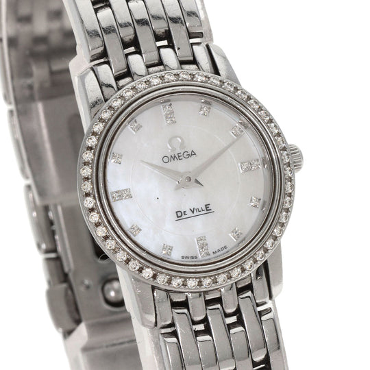 OMEGA Watches Quartz 4575.75 Stainless Steel, Stainless Steel, Diamond Silver De Ville Prestige Diamond White shell dial Women Used Authentic